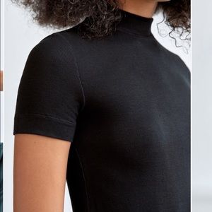 Babaton black ribbed mock neck top